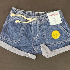 Cat & Jack Dark Denim Shorts Rolled Hem Jean Shorts-mid rise 4T new flexible